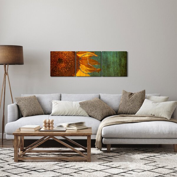 Obraz - Slunečnice (s hodinami) (90x30 cm)