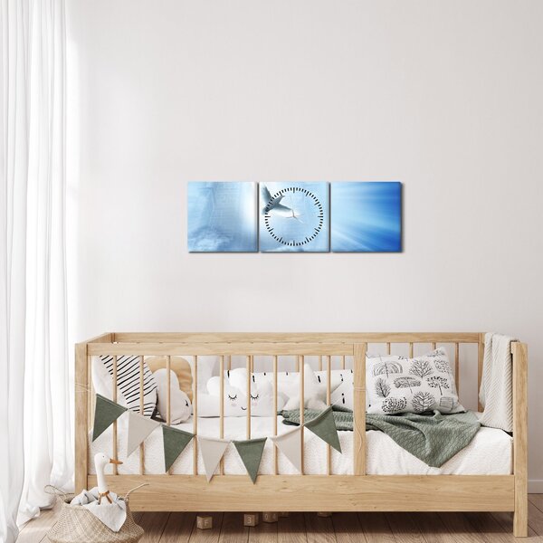 Obraz - Boží holubice (s hodinami) (90x30 cm)