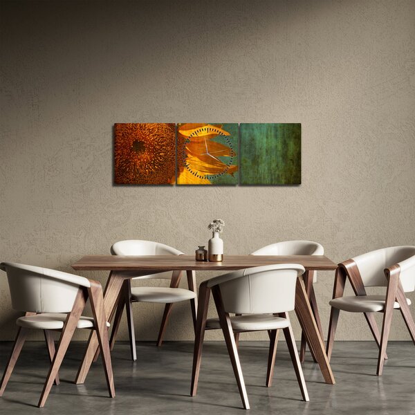 Obraz - Slunečnice (s hodinami) (90x30 cm)