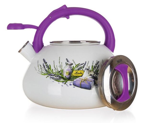 Smaltovaná pískací konvice LAVENDER 3 l