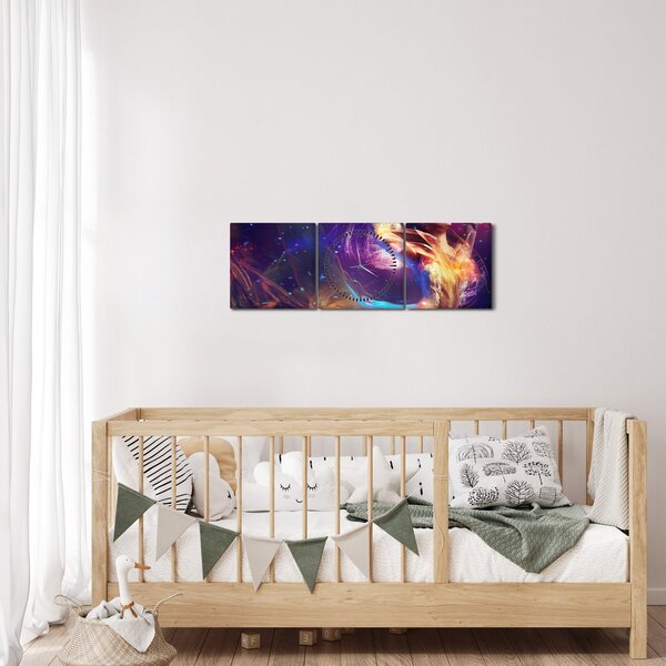Obraz mystické ženy (s hodinami) (90x30 cm)
