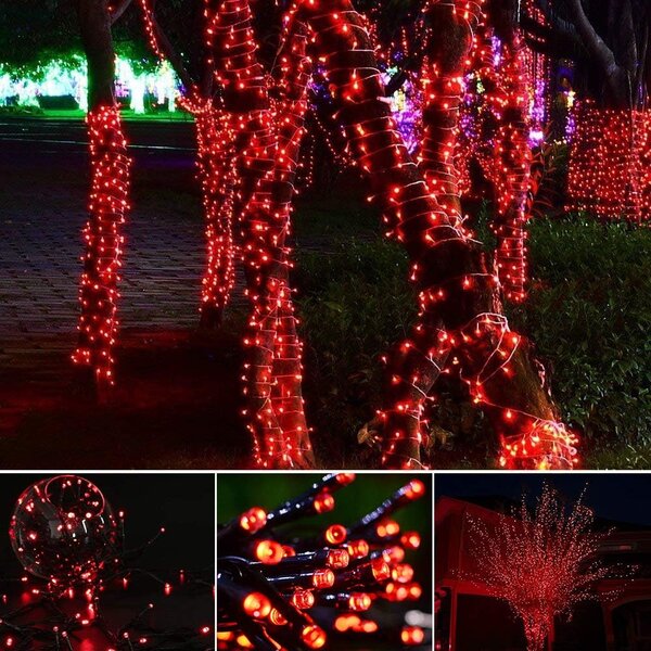 Venkovní LED vánoční řetěz - červená, 10m, 100 LED