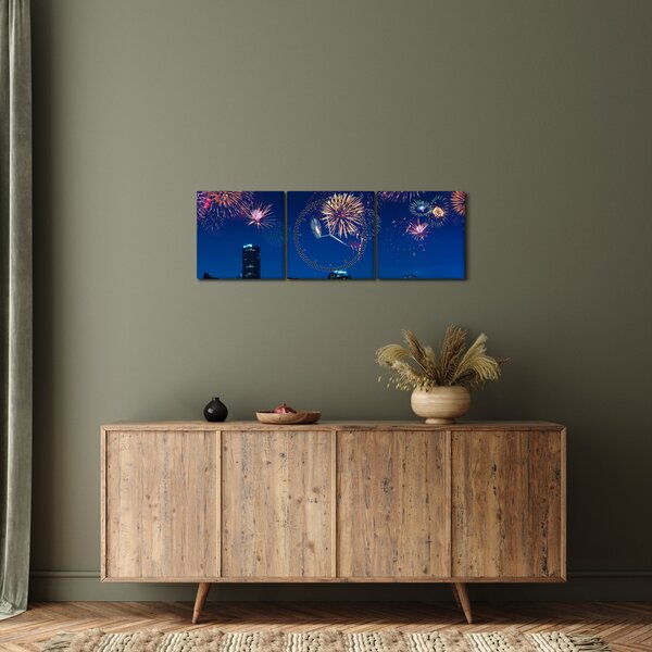 Obraz - Ohňostroj v Miami (s hodinami) (90x30 cm)