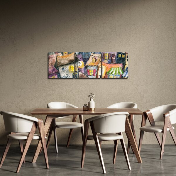Obraz - Deštivý večer (s hodinami) (90x30 cm)