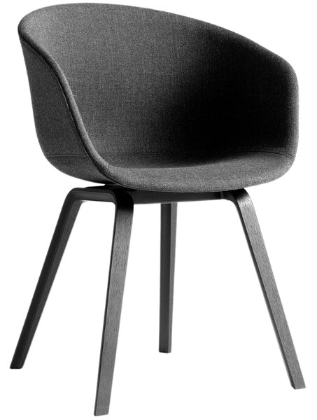 HAY Antracitová čalouněná židle AAC 23 s dubovou podnoží