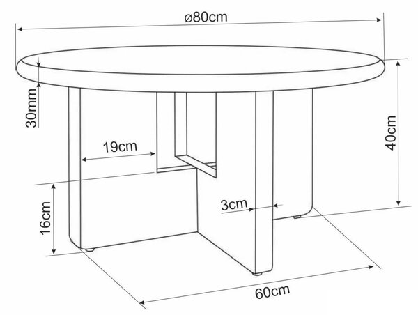Kulatý konferenční stolek AZONE, ecru/dub