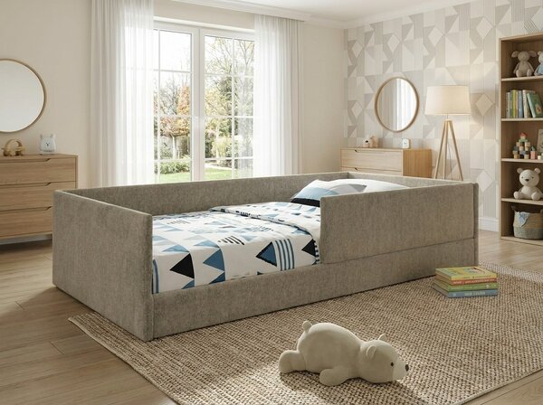 Dětská čalouněná postel LEONID 90 x 180 cm, tmavě béžová