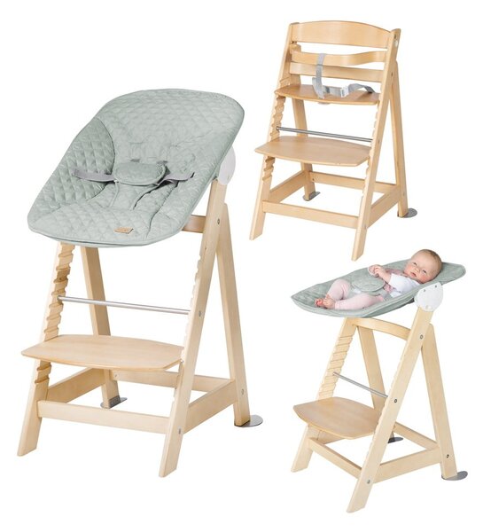 Jídelní židlička ve světle zeleno-přírodní barvě Style Born Up 2in1 – Roba