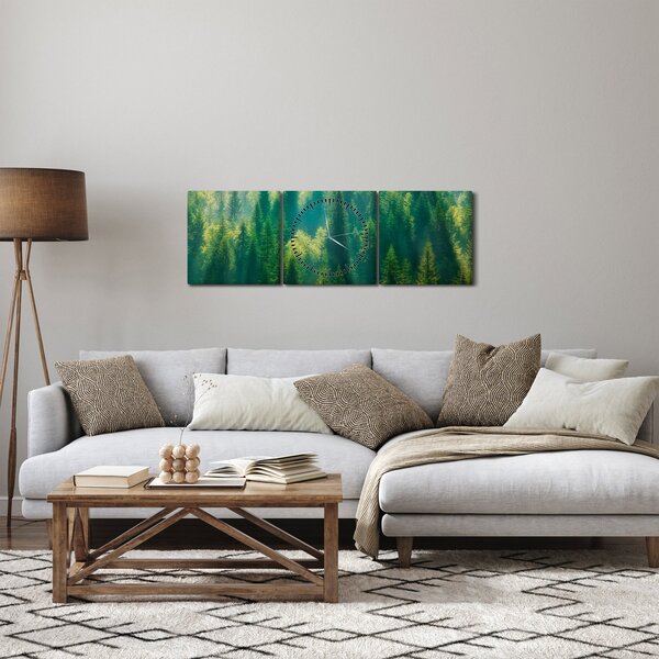 Obraz - Borovicový les (s hodinami) (90x30 cm)