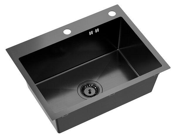 Kuchyňský nerezový dřez QUADRON LUKE 110 černý metalický s baterií a příslušenstvím 58x45x20 cm