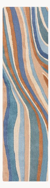 Ručně všívaný vlněný běhoun se strukturovaným povrchem Abstract Flow