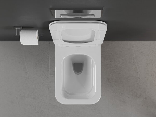Mexen Cube wc mísa Rimless s pomalu sklopným slim sedátkem, duroplast, bílý lesk - 30924000
