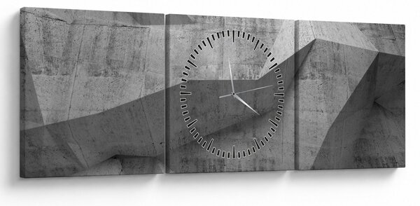 Obraz - 3D stěna (s hodinami) (90x30 cm)