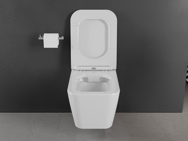 Mexen Cube wc mísa Rimless s pomalu sklopným slim sedátkem, duroplast, bílý lesk - 30924000