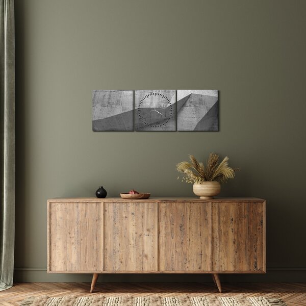 Obraz - 3D stěna (s hodinami) (90x30 cm)