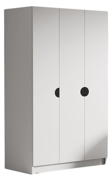 Šatní skříň CAMON 150 cm - bílá/černé úchytky