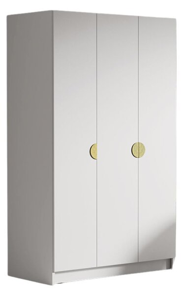 Šatní skříň CAMON 150 cm - bílá/zlaté úchytky