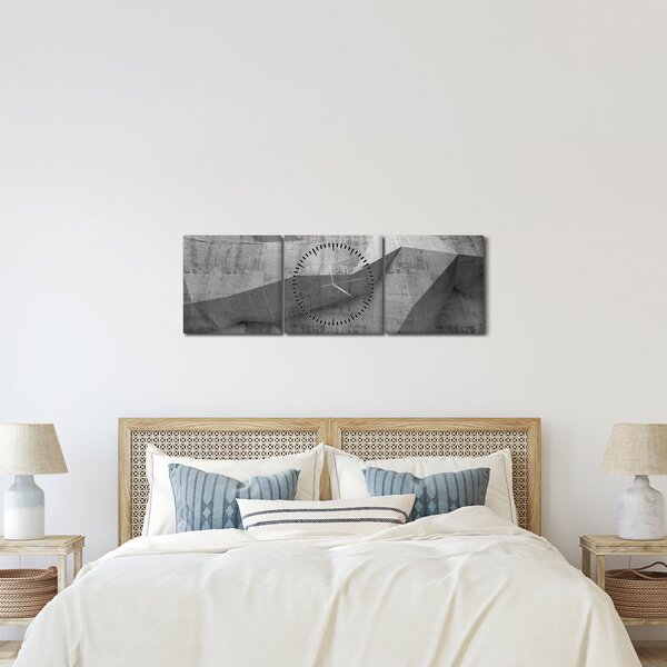 Obraz - 3D stěna (s hodinami) (90x30 cm)