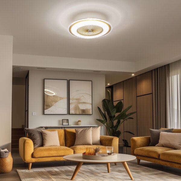 Brilagi - LED Stmívatelné svítidlo s ventilátorem RONDA LED/48W/230V zlatá + DO
