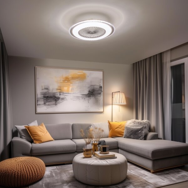Brilagi - LED Stmívatelné svítidlo s ventilátorem RONDA LED/48W/230V stříbrná+DO