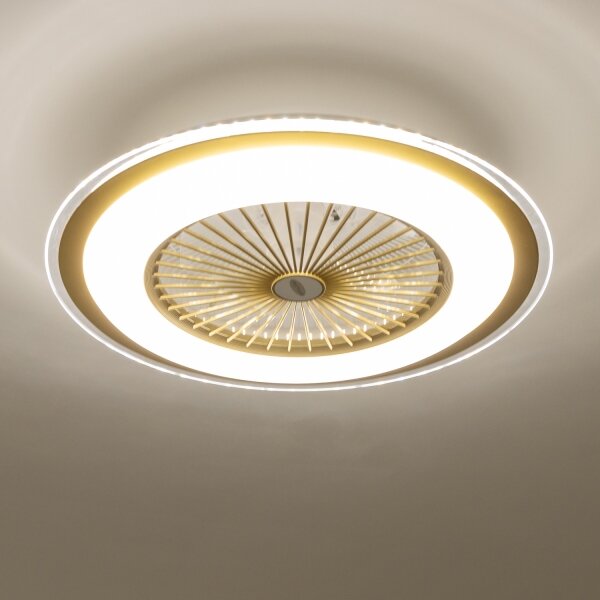 Brilagi - LED Stmívatelné svítidlo s ventilátorem RONDA LED/48W/230V zlatá + DO