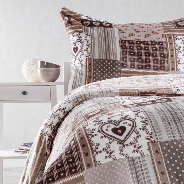 Ložní povlečení z mikroplyše PATCHWORK béžový
