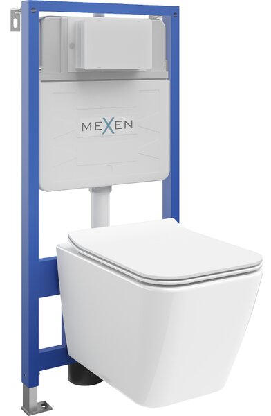 Mexen podomítkový WC set rám Fenix Slim s WC mísou Cube a pomalu zavírající se deskou, bílý lesk - 61030924000