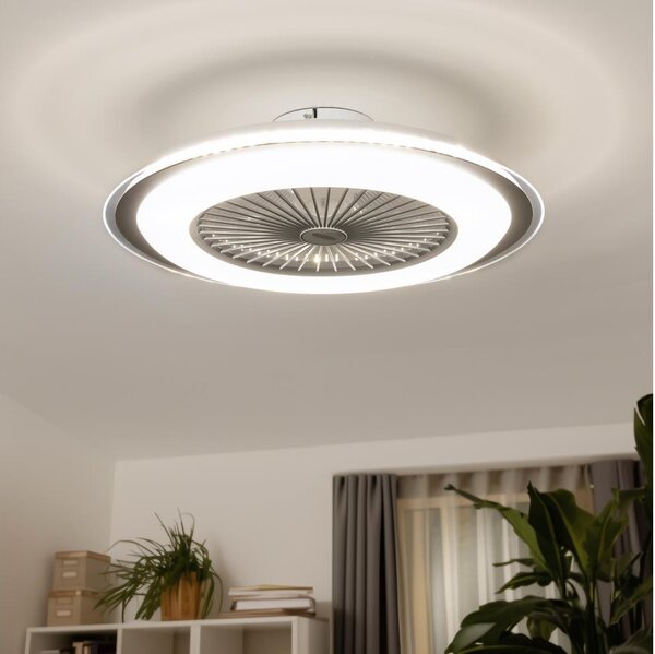 Brilagi - LED Stmívatelné svítidlo s ventilátorem RONDA LED/48W/230V stříbrná+DO