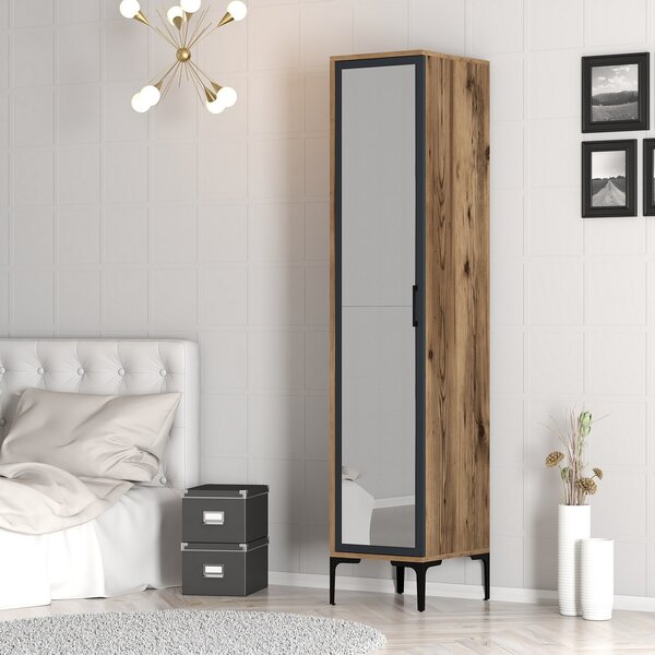Šatní skříň Kiara R (ořech + antracit). Akce -25%