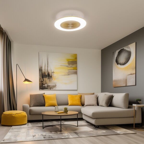 Brilagi - LED Stmívatelné svítidlo s ventilátorem AURA LED/38W/230V zlatá + DO