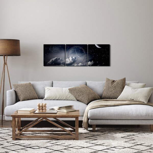 Obraz - Hvězdná obloha (s hodinami) (90x30 cm)