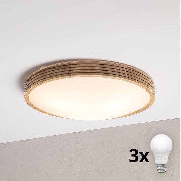 Brilagi - LED Stropní svít. CARVALHO MODERN SLIM 3xE27/60W/230V pr. 47,5 cm dub