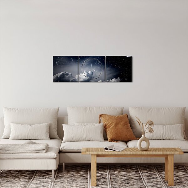 Obraz - Hvězdná obloha (s hodinami) (90x30 cm)