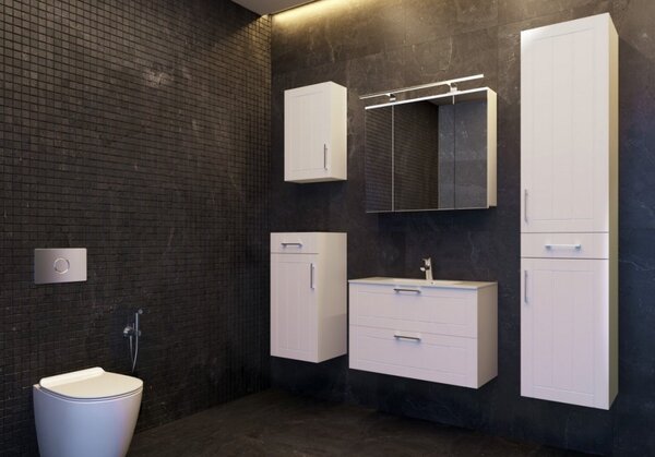 Lavedo Komplet Ossy 80 koupelnová skříňka s umyvadlem a vysoká skříňka 185 Ossy, bílá