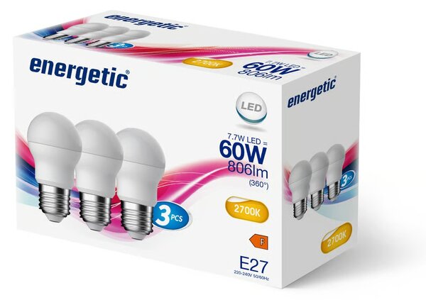 Nordlux LED žárovka E27 7,7W 2700K 3ks (bílá) LED žárovky plast 5172003923