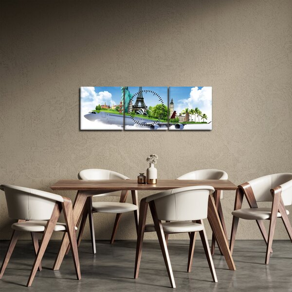 Obraz - Cesta kolem světa (s hodinami) (90x30 cm)