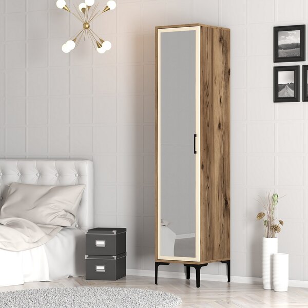 Šatní skříň Kiara R (ořech + krémová). Akce -25%