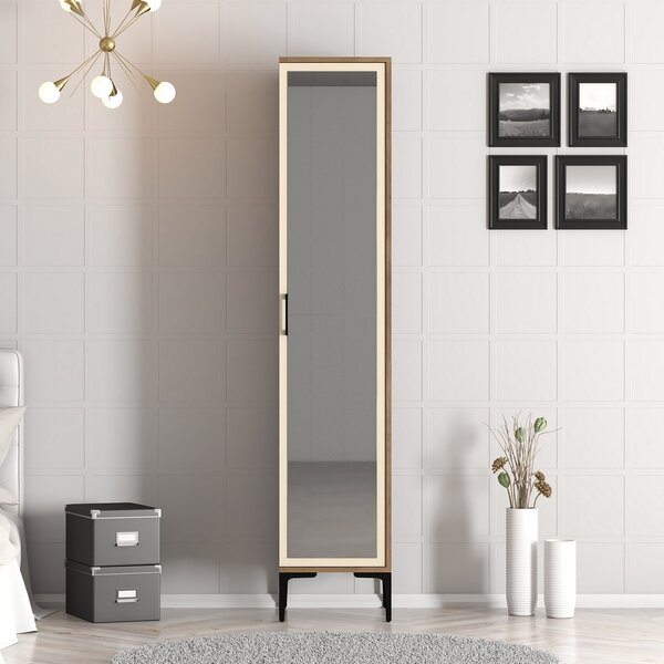 Šatní skříň Kiara R (ořech + krémová). Akce -25%