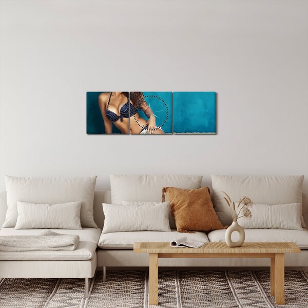 Obraz - Pózující ženy (s hodinami) (90x30 cm)