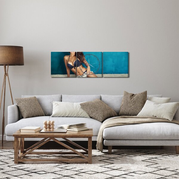 Obraz - Pózující ženy (s hodinami) (90x30 cm)