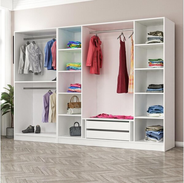 Šatní skříň Kalia 3806 (bílá). Akce -25%