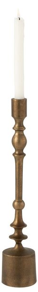 Bronzový antik kovový svícen na úzkou svíčku Neu - Ø 8*41 cm - J-Line by Jolipa