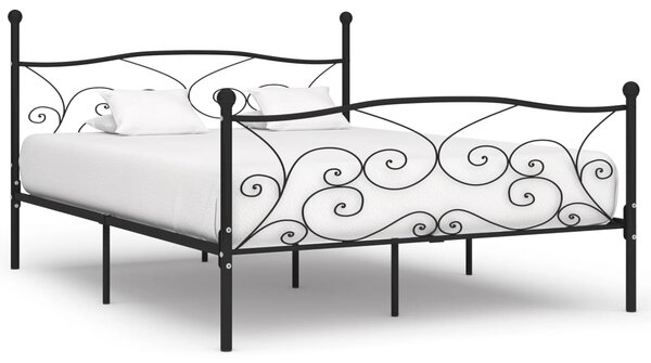 Rám postele s laťkovým roštem černý kov 180 x 200 cm