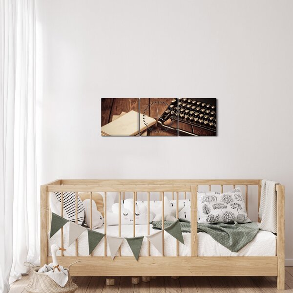 Obraz psacího stroje (s hodinami) (90x30 cm)