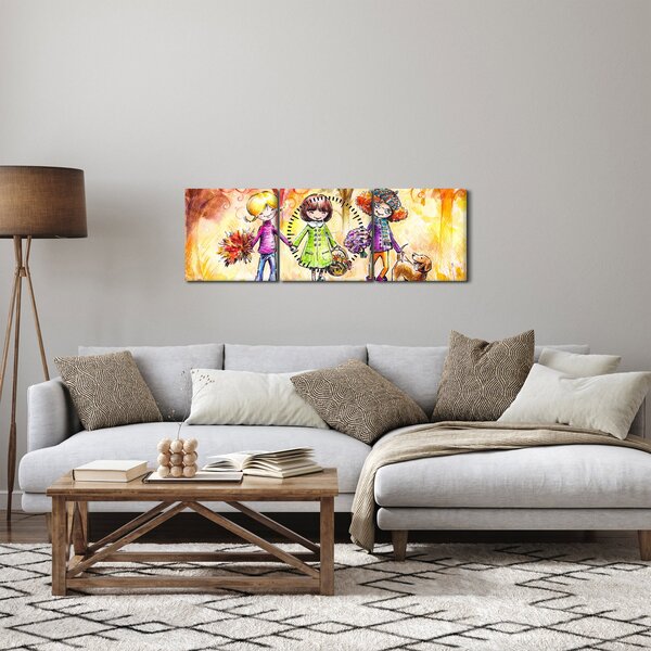 Obraz - Přátelství (s hodinami) (90x30 cm)