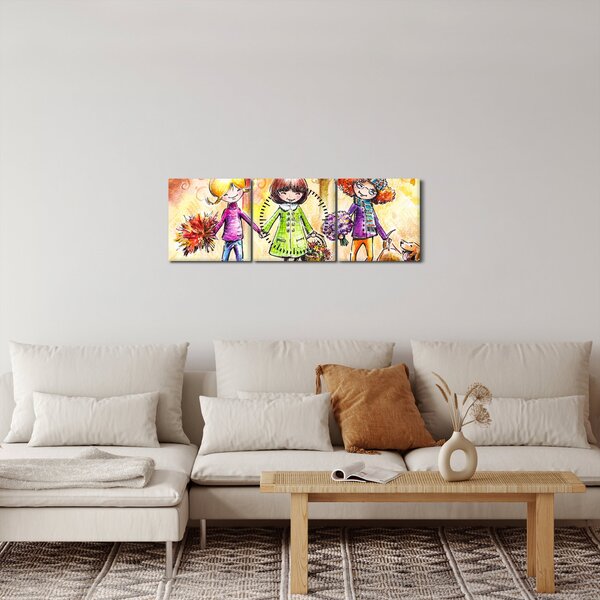 Obraz - Přátelství (s hodinami) (90x30 cm)
