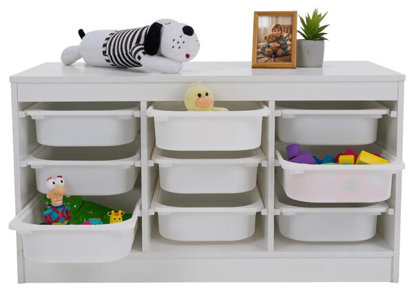 KONDELA Organizér s úložnými boxy, bílá, TRIMAL