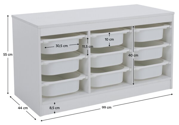 KONDELA Organizér s úložnými boxy, bílá, TRIMAL