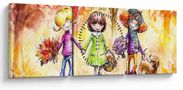 Obraz - Přátelství (s hodinami) (90x30 cm)