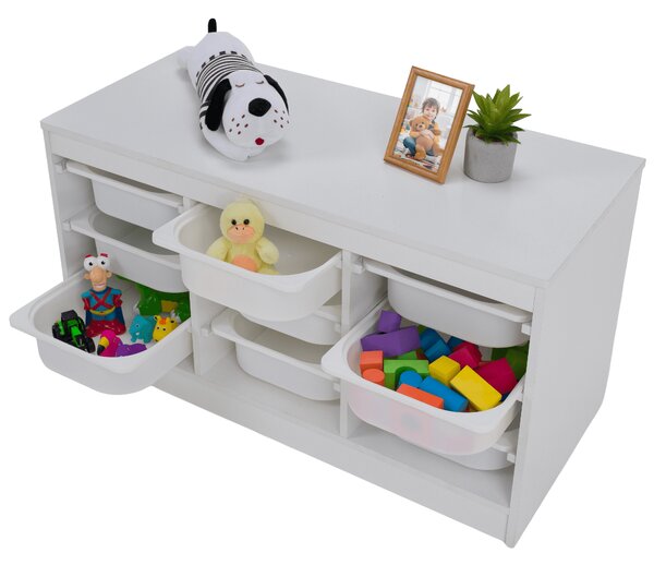 KONDELA Organizér s úložnými boxy, bílá, TRIMAL